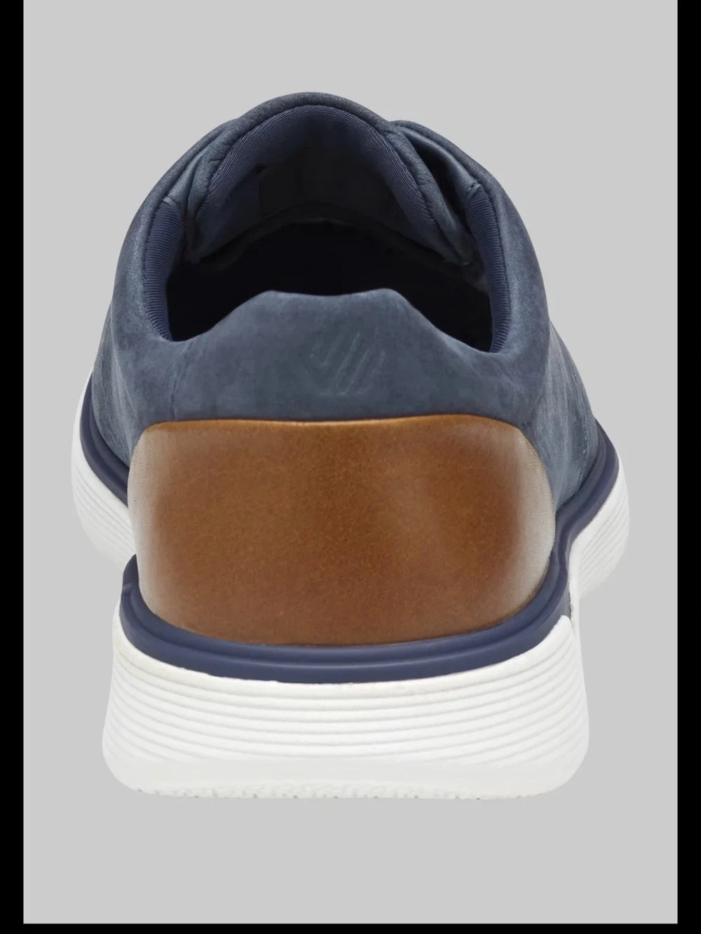 Johnson Murphy  Navy Suede Lace-Up with Brown Heel Accent